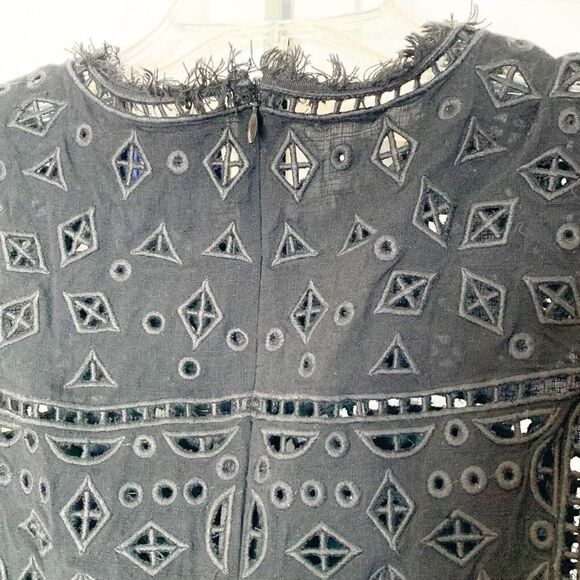 Sea New York Eyelet and Lace Sleeveless Top Black Peplum Style Women’s Size 0 - Picture 7 of 10